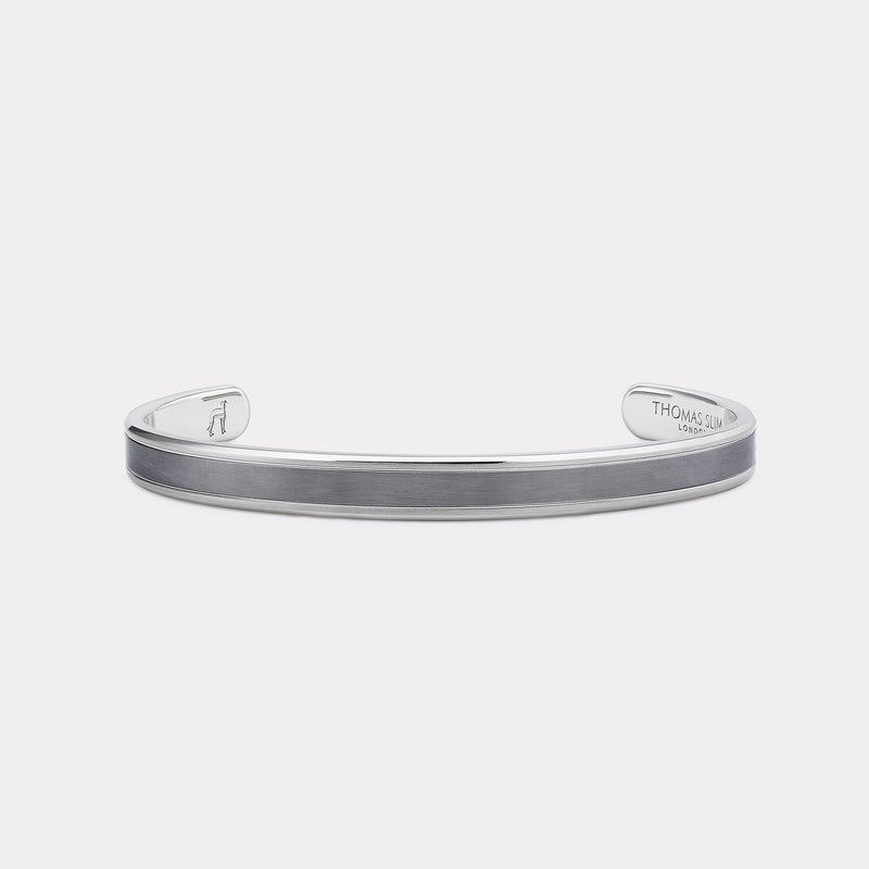 Men's Chamfered Cuff Bracelet - Steel