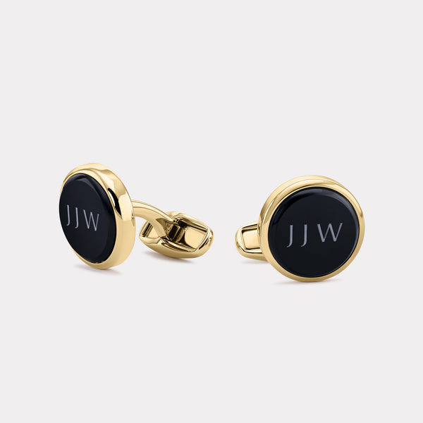 Chamfered Round Cufflinks - Gold