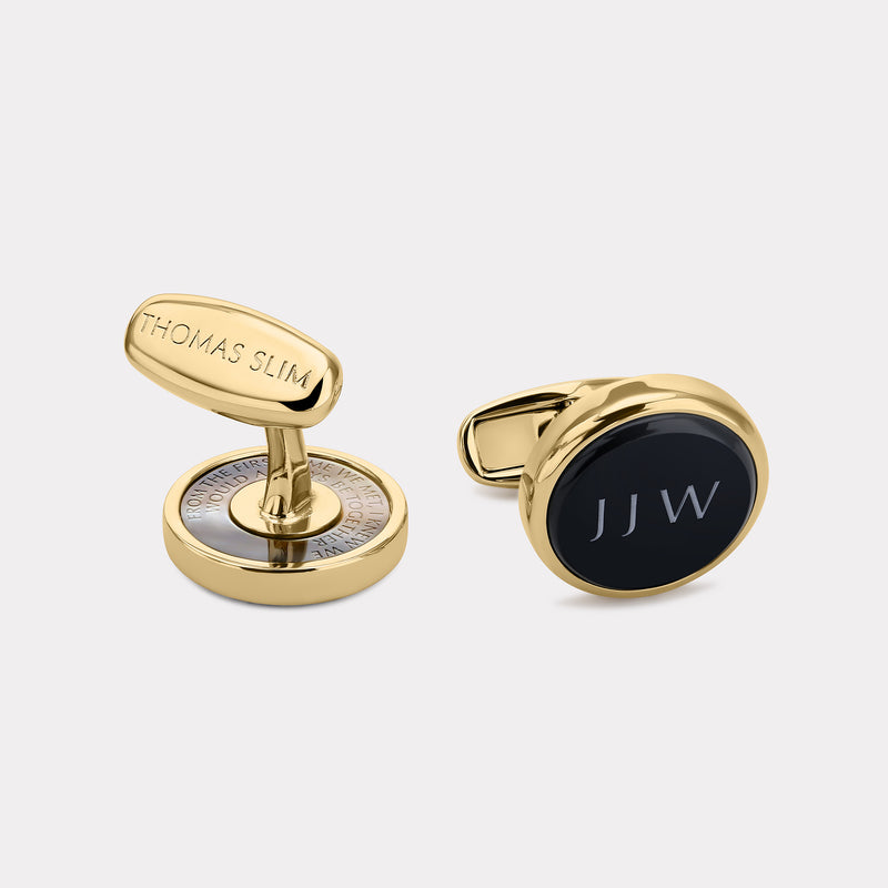 Chamfered Round Cufflinks - Gold