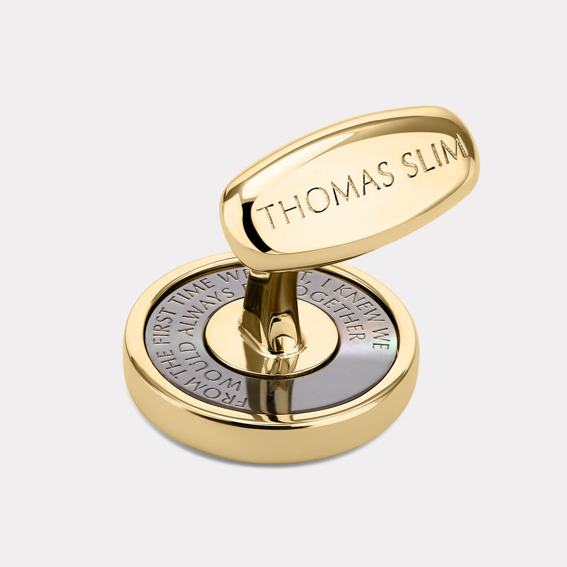 Chamfered Round Cufflinks - Gold
