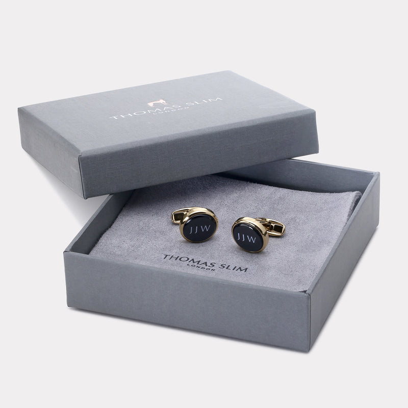 Chamfered Round Cufflinks - Gold