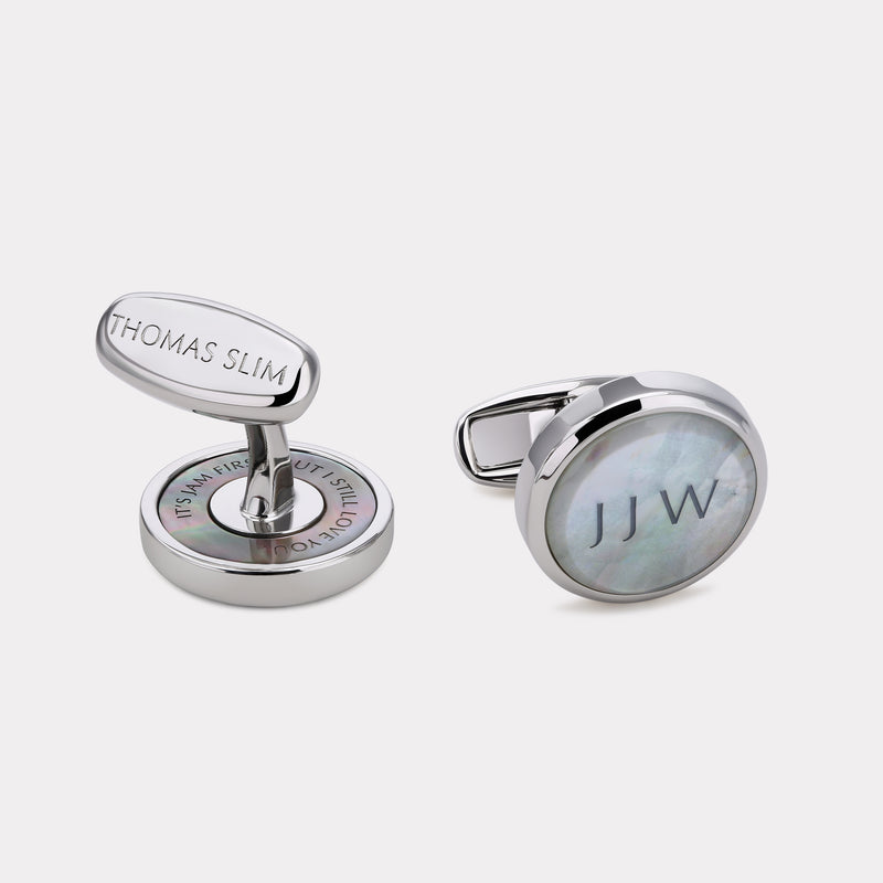 Chamfered Round Cufflinks - Palladium