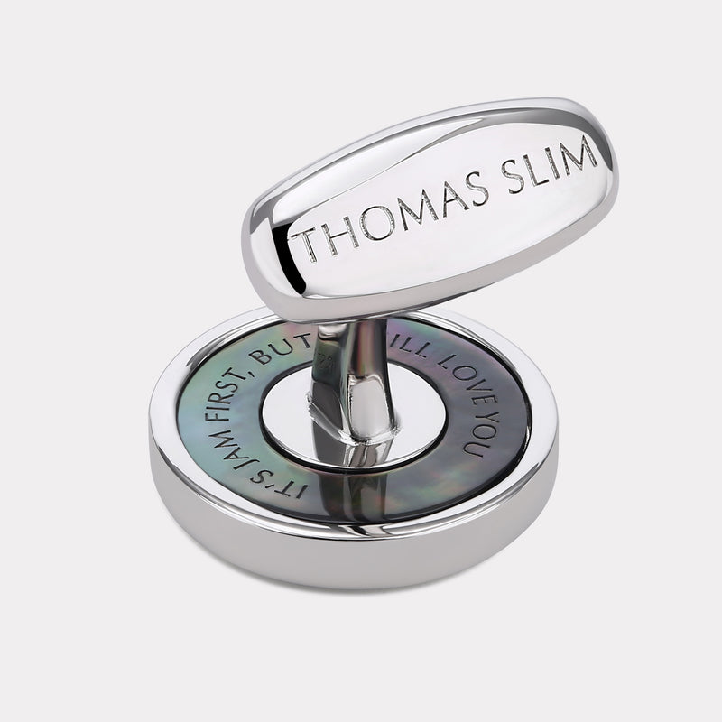 Chamfered Round Cufflinks - Palladium