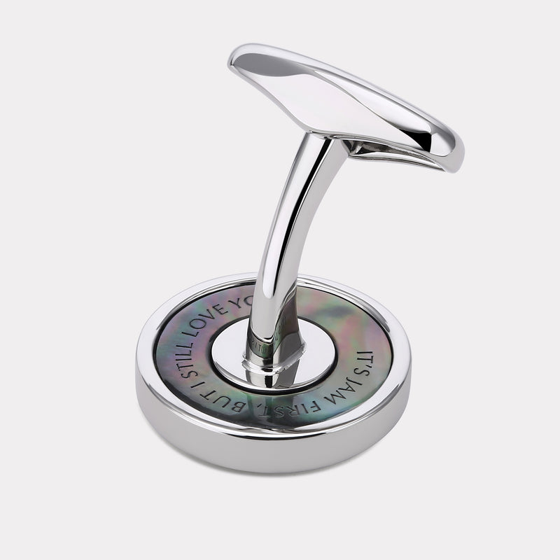 Chamfered Round Cufflinks - Palladium