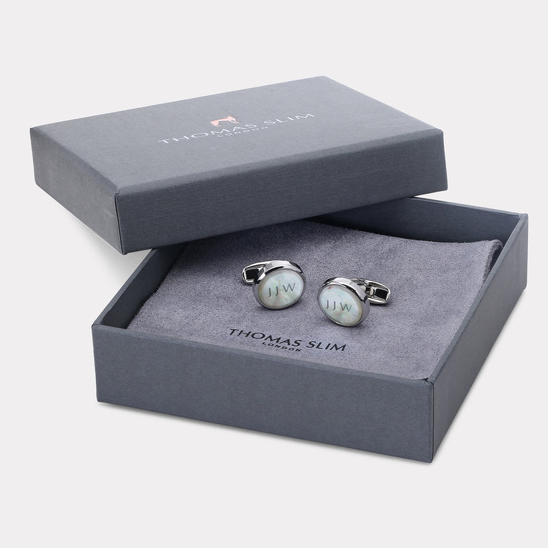 Chamfered Round Cufflinks - Palladium
