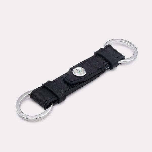 Double Loop Leather Keyring - Black