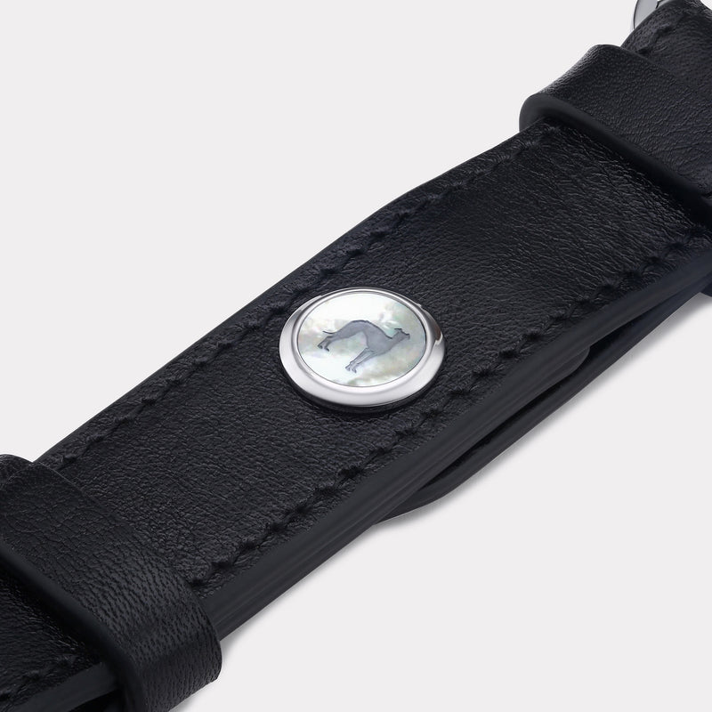 Double Loop Leather Keyring - Black