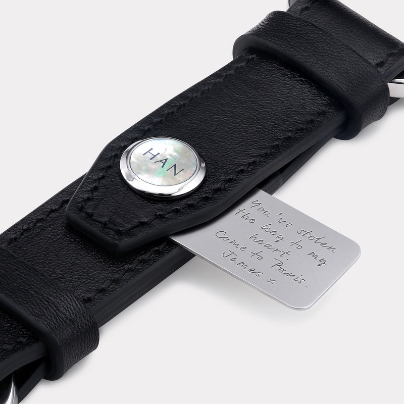 Double Loop Leather Keyring - Black