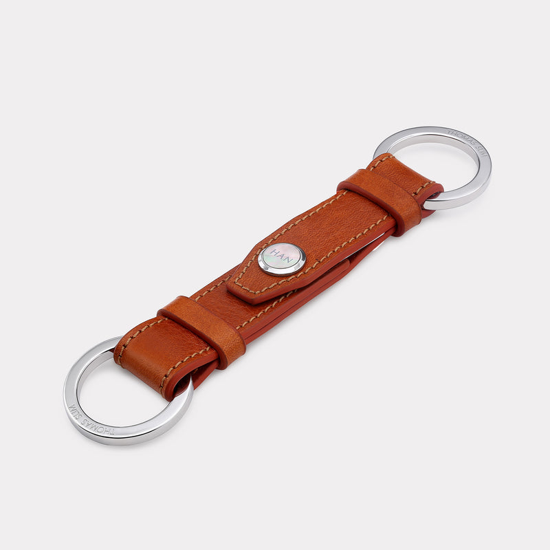 Double Loop Leather Keyring - Black