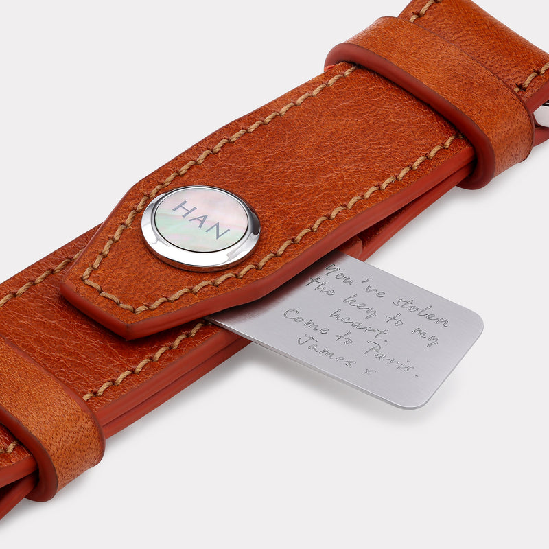 Double Loop Leather Keyring - Tan