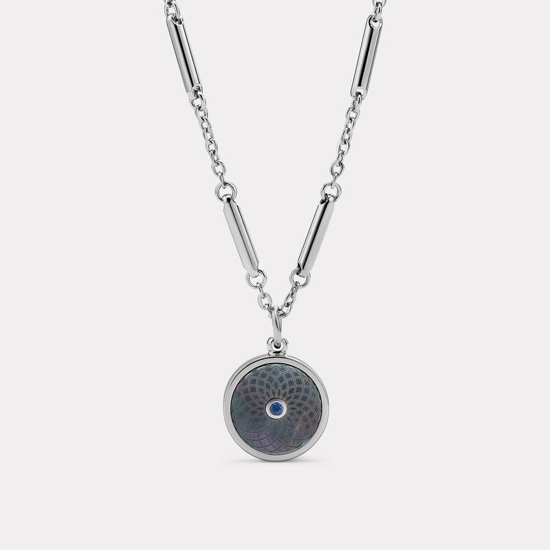 Floral Sterling Silver Necklace - Rhodium Plate