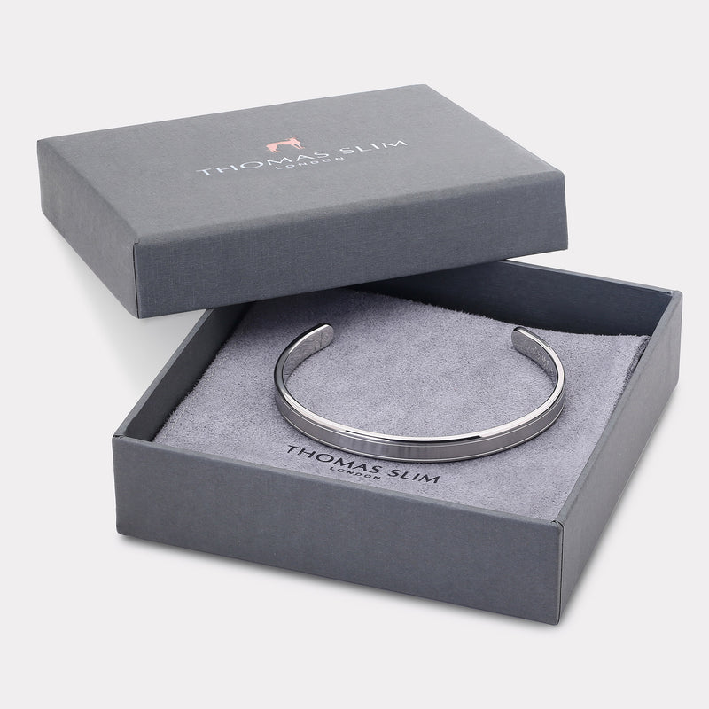 Men's Chamfered Cuff Bracelet - Steel