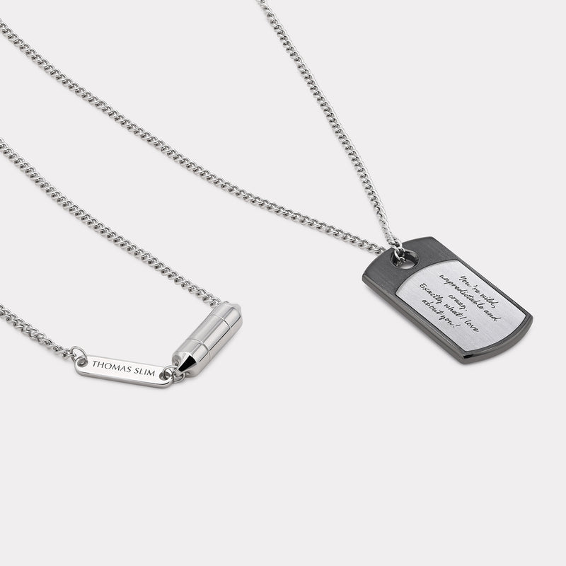 Men’s Dog-Tag Necklace - Gunmetal