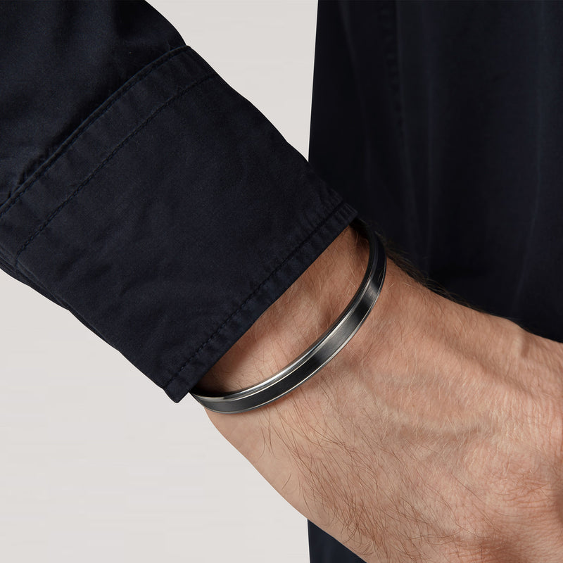 Men's Chamfered Cuff Bracelet - Gunmetal